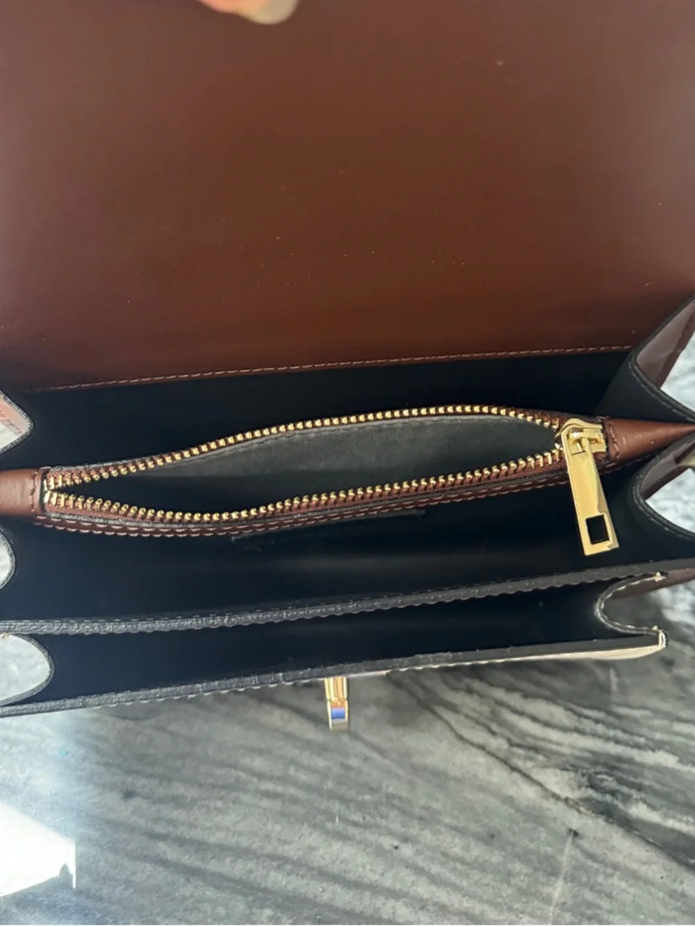 Two-Tone Brown & Cream Crossbody Bag